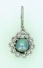 Ciondolo argento 925 %° rodiato con perla grigia  cod.G052